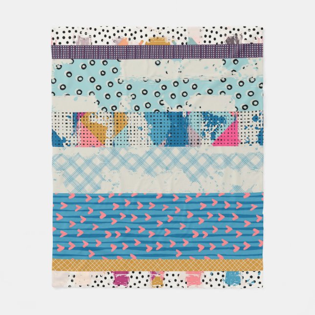 Patchwork Tiles Seamless Pattern Design Fleece Blanket (Front)