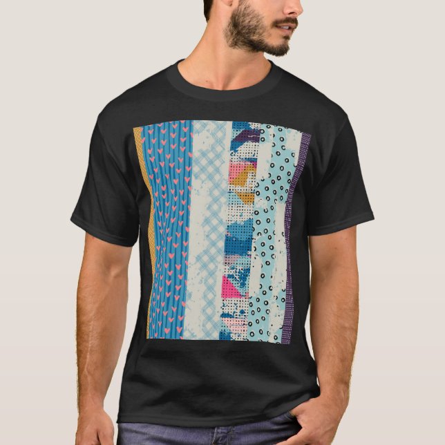 Patchwork Tiles Seamless Pattern Design T-Shirt (Front)