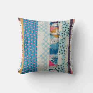 Patchwork Tiles Seamless Pattern Design Throw Pillow