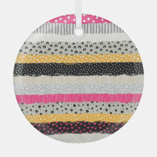 Patchwork Tiles: Versatile Seamless Design. Glass Ornament
