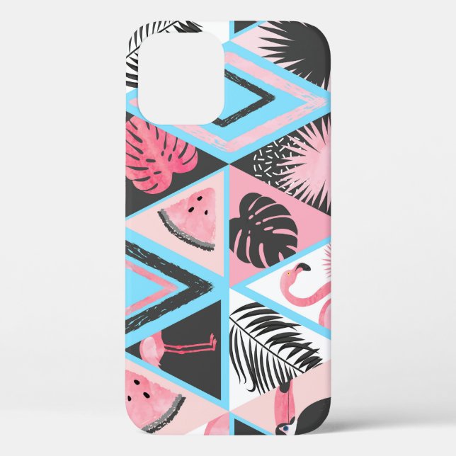 Patchwork tropical flamingo, palm pattern. Case-Mate iPhone case (Back)