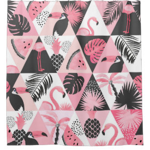 Patchwork Tropical: Flamingo Watermelon Seamless.