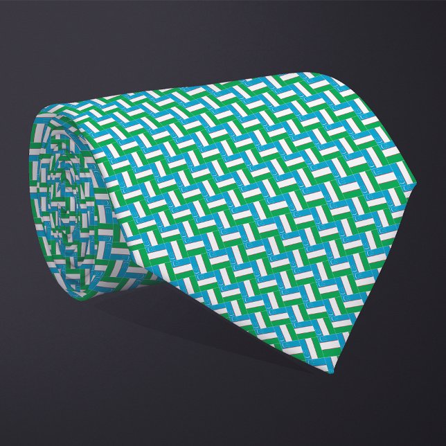 Patchwork Uzbekistan Flag Pattern  Tie (Creator Uploaded)