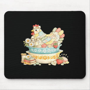 Patchwork vintage hen quilted chicken pyrex mouse pad