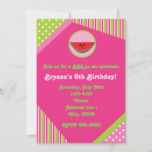 Patchwork Watermelon BBQ Pique-nique Invitation (Devant)
