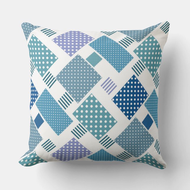 Patchwork with polka dots and stripes  throw pillow (Front)