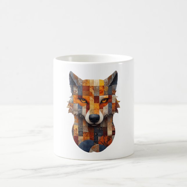 Patchwork Wolf Mug (Center)