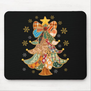Patchwork Xmas Coquette Bow Lace Merry Bright Chri Mouse Pad