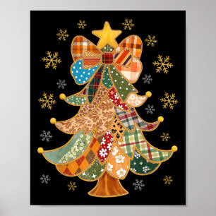 Patchwork Xmas Coquette Bow Lace Merry Bright Chri Poster