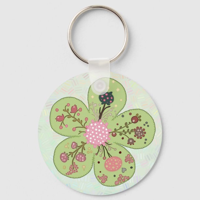 Patchworkfrühlingsblume Keychain (Front)