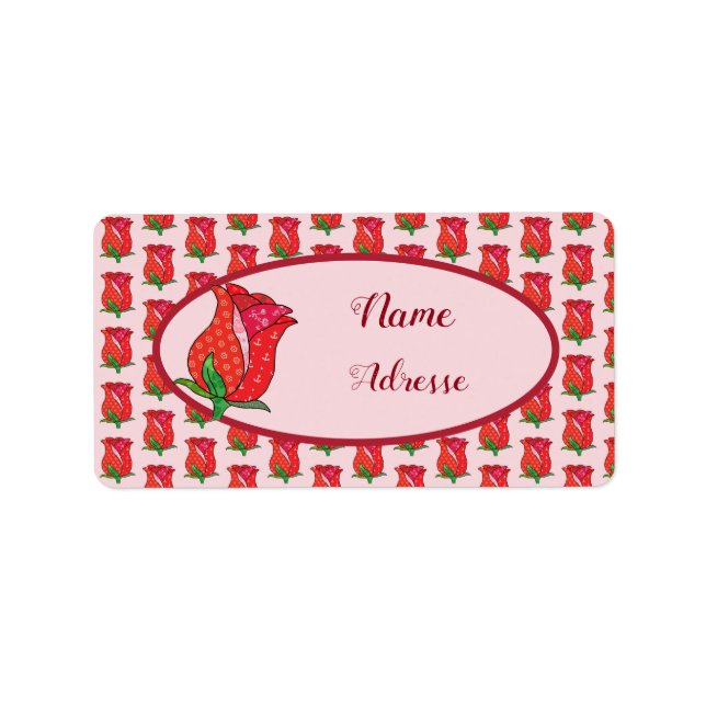 Patchworkrose  adressaufkleber label (Front)