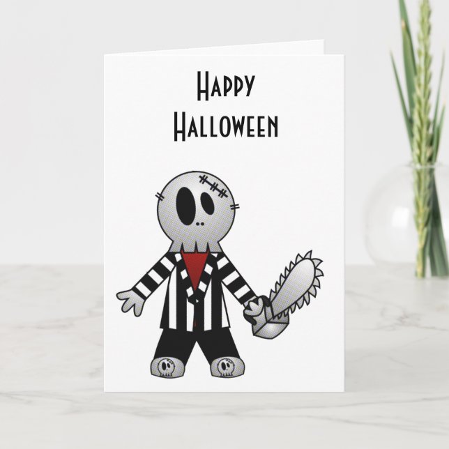 PATCHY CHAINSAW HALLOWEEN SKELETON CARD (Front)