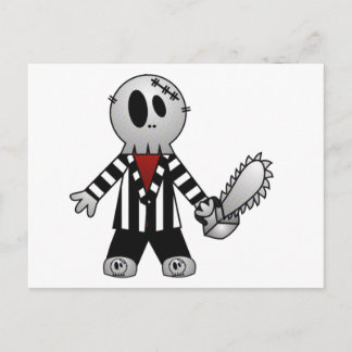 PATCHY CHAINSAW HALLOWEEN SKELETON POSTCARD