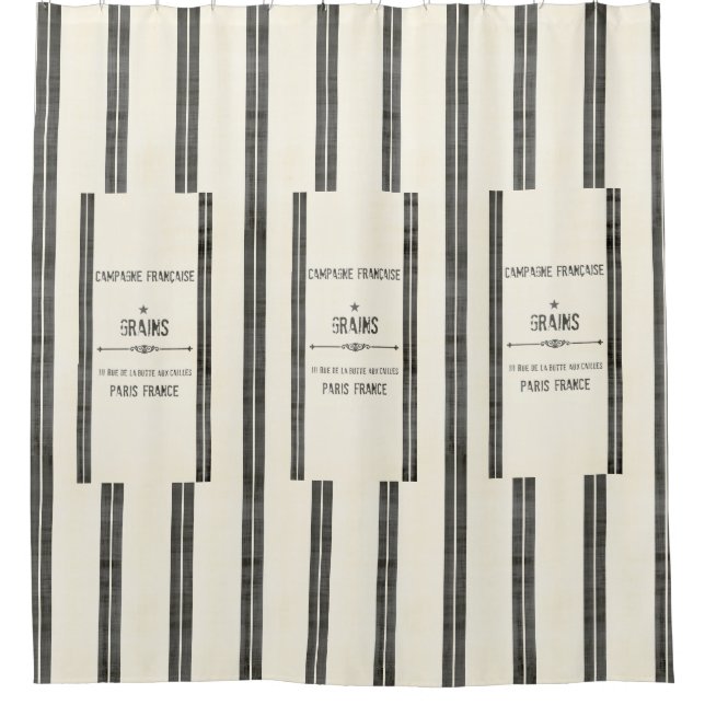 Patchy French Grain Sack SHOWER CURTAIN (Front)