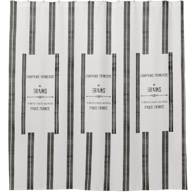 Patchy French Grain Sack SHOWER CURTAIN (Front)