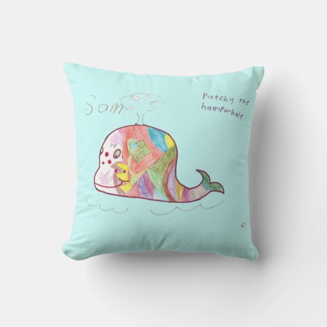 "Patchy the Humpwhate" Throw Pillow (Front)