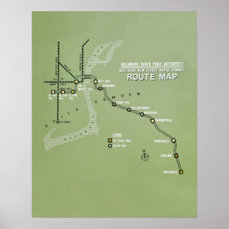 PATCO Route Map Replica Poster