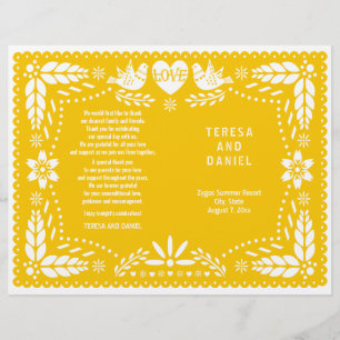 Pâte jaune Picado mariage programme plié