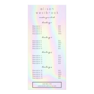 Pâte moderne holographique glam salon menu service