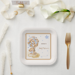 Patel Blue Bearly Wait Baby Shower Paper Plate