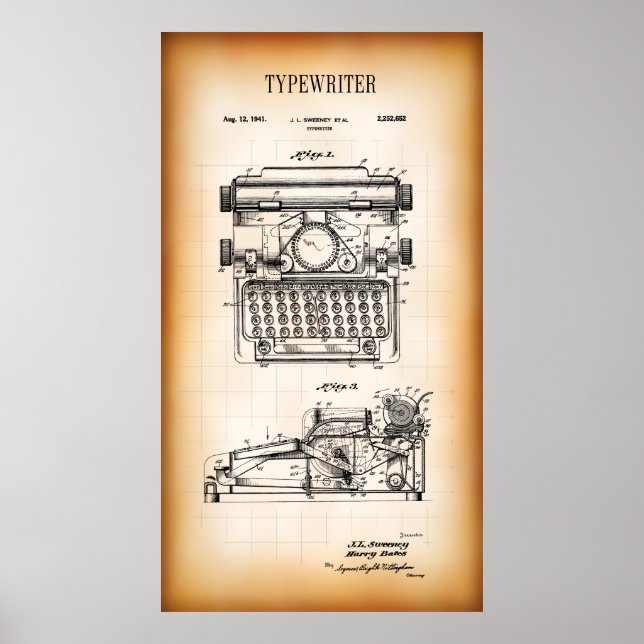 PATENT for TYPEWRITER 1941 Poster (Front)