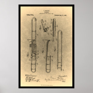 patent print Vintage Retro trombone