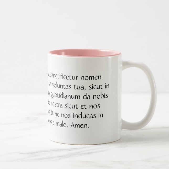 Pater Noster or the Our Father prayer in Latin Two-Tone Coffee Mug (Right)