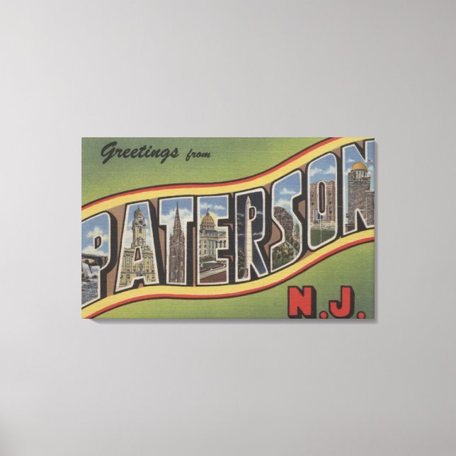 Paterson, New Jersey - Large Letter Scenes Canvas Print (Front)