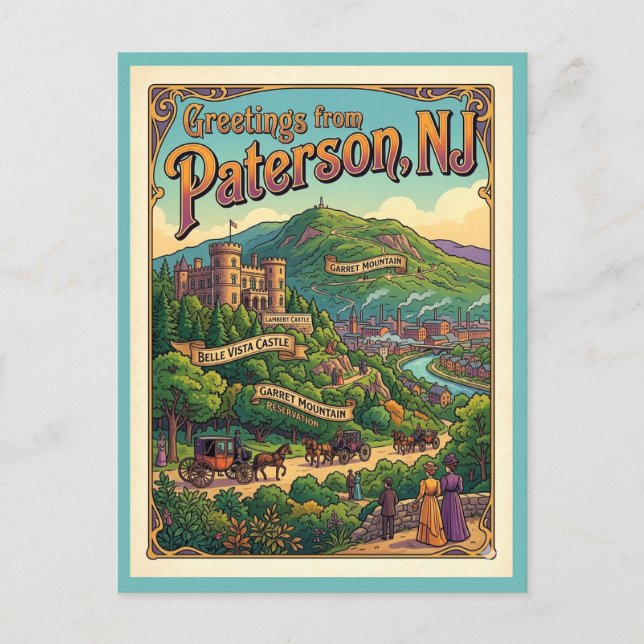 Paterson NJ Lambert Castle Garret Mountain Postcard (Front)
