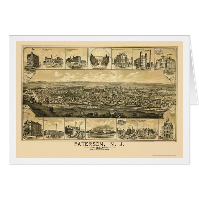 Paterson, NJ Panoramic Map - 1880 (Front Horizontal)