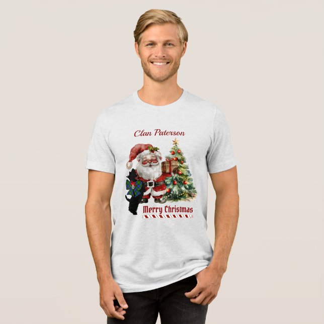 Paterson Scottie Dog Xmas Personalized Tri-Blend Shirt (Front Full)