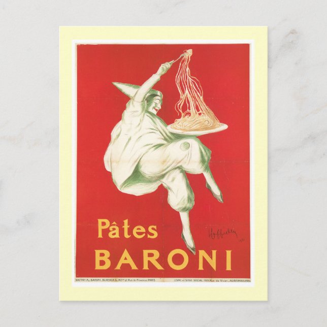 Pates Baroni Vintage Food Ad Art Postcard (Front)