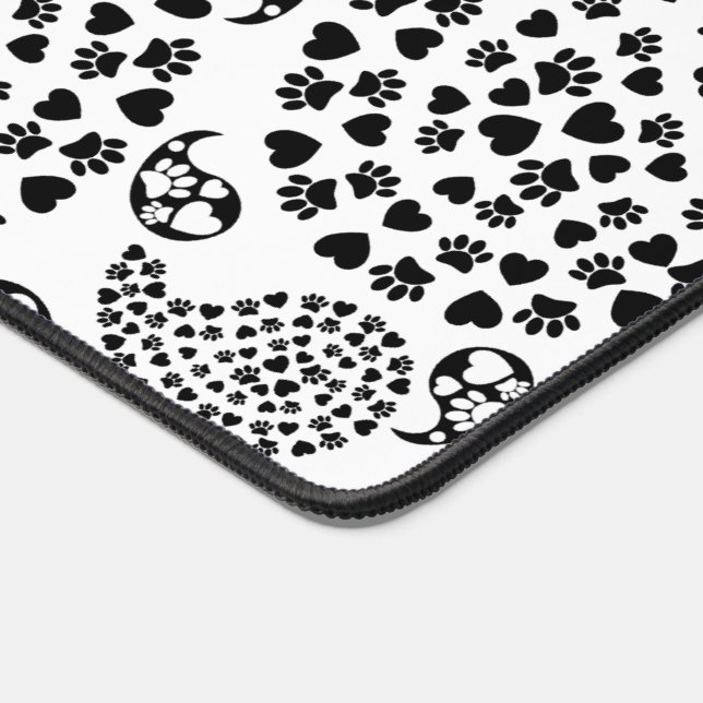 Pâtes De Chien Noir Et Blanc Et Coeurs Paisley Imp (Coin)