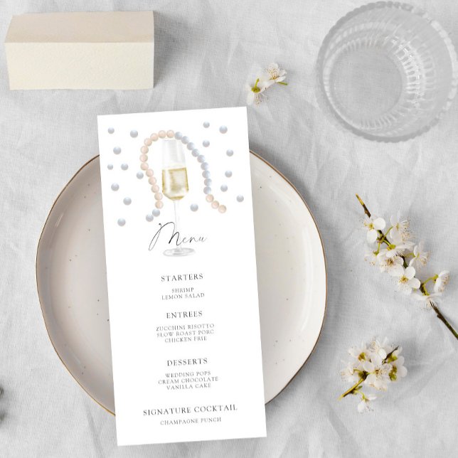 Pâtes et menu de douche de mariée Prosecco (Créateur téléchargé)