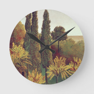 Path in the Buttes Chaumont Park, Paris, 1908 (oil Round Clock