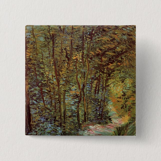 Path in the Woods by Vincent van Gogh 2 Inch Square Button (Front)