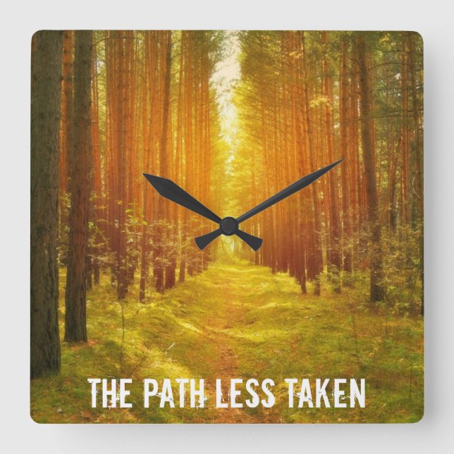 Path in the Woods Square Wall Clock (Front)