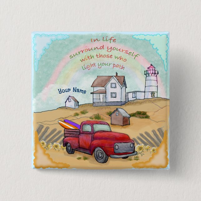 Path Lighthouse  2 Inch Square Button (Front)