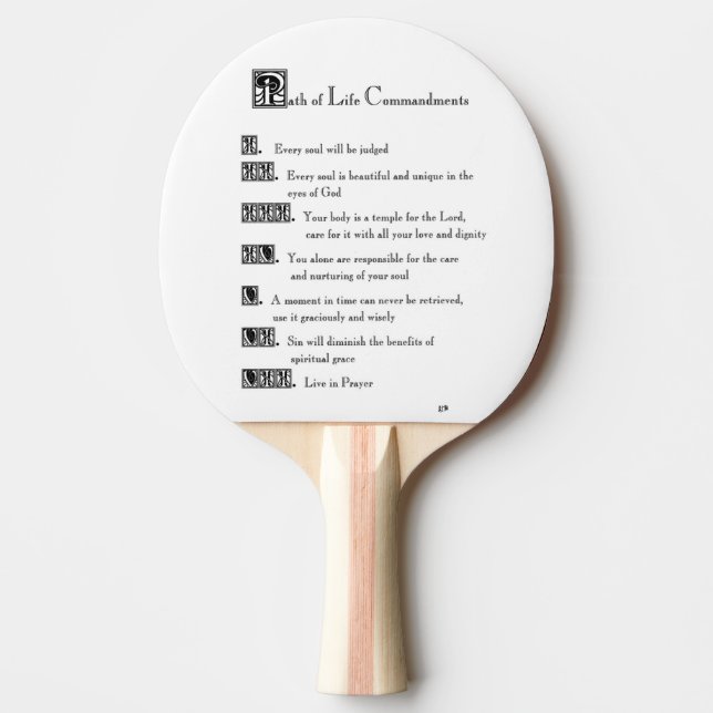 Path of LIfe Commandments Ping Pong Paddle (Front)