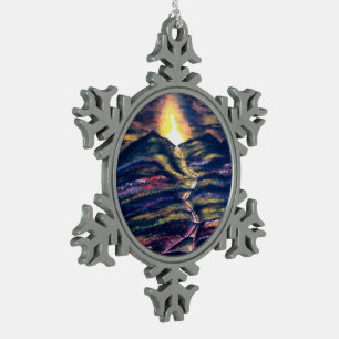 Path of Life Snowflake Pewter Christmas Ornament