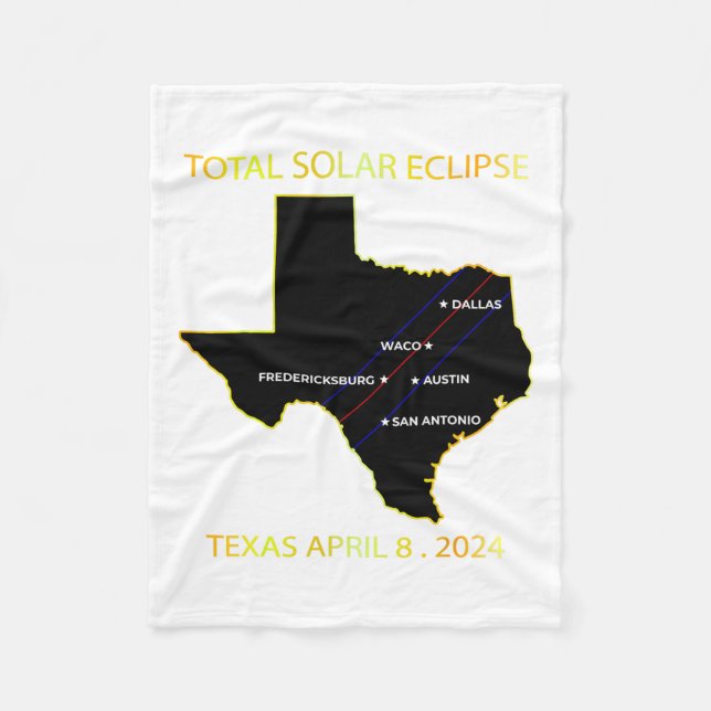 Path Of Solar Eclipse 2024 Interactive Map Texas E Fleece Blanket (Front)