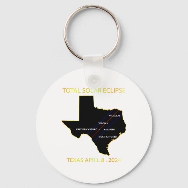 Path Of Solar Eclipse 2024 Interactive Map Texas E Keychain (Front)
