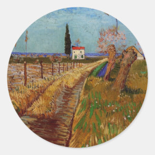 Path Through a Field, Willows by Vincent van Gogh Classic Round Sticker