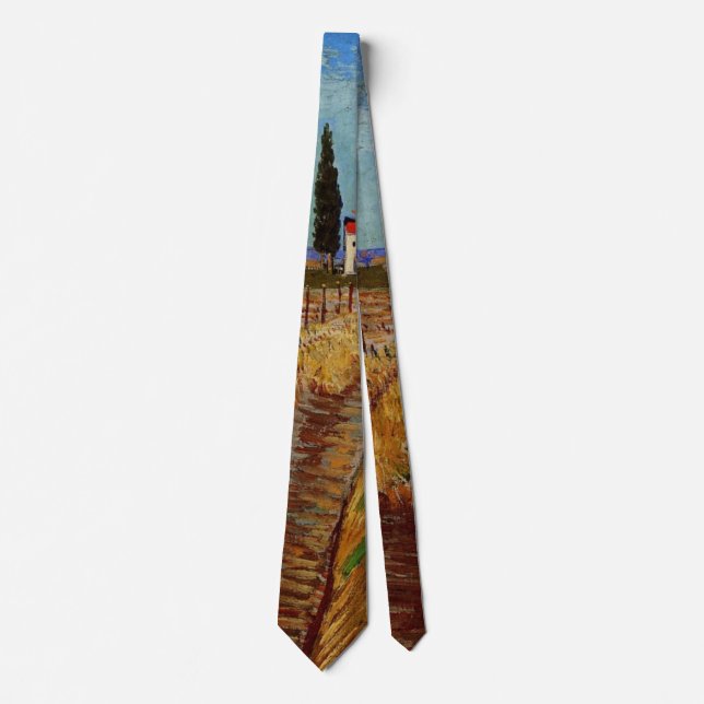 Path Through a Field, Willows by Vincent van Gogh Tie (Front)