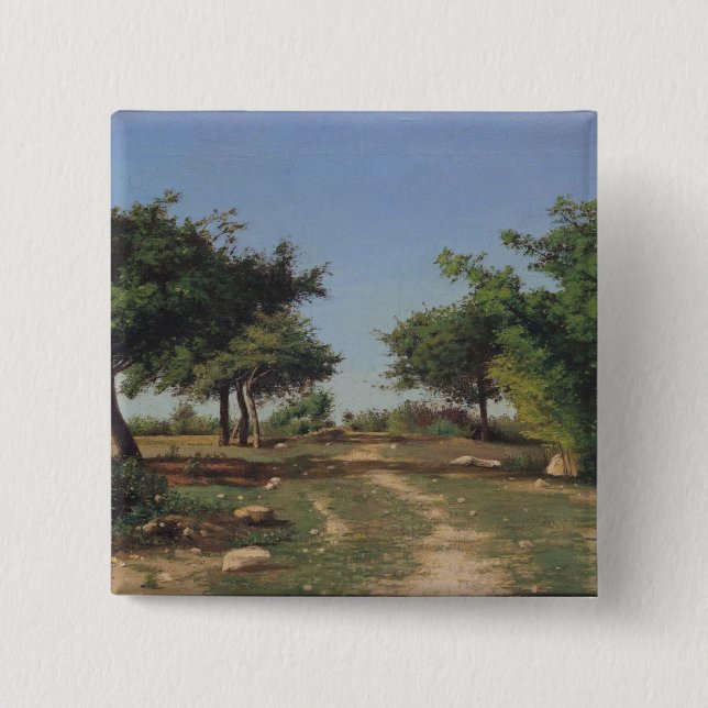 Path through the Apples Trees 2 Inch Square Button (Front)