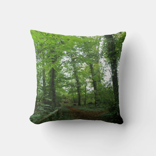 Path through the Green Forest Pillow (Front)