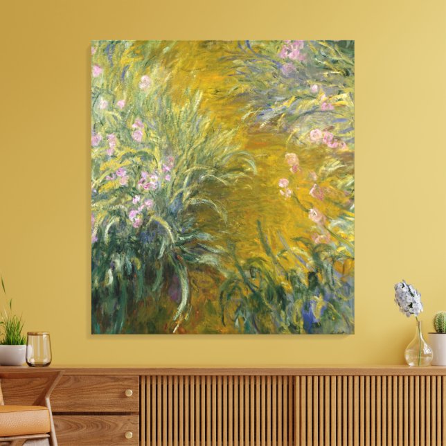 Path through the Irises, Monet Canvas Print (Insitu(LivingRoom))