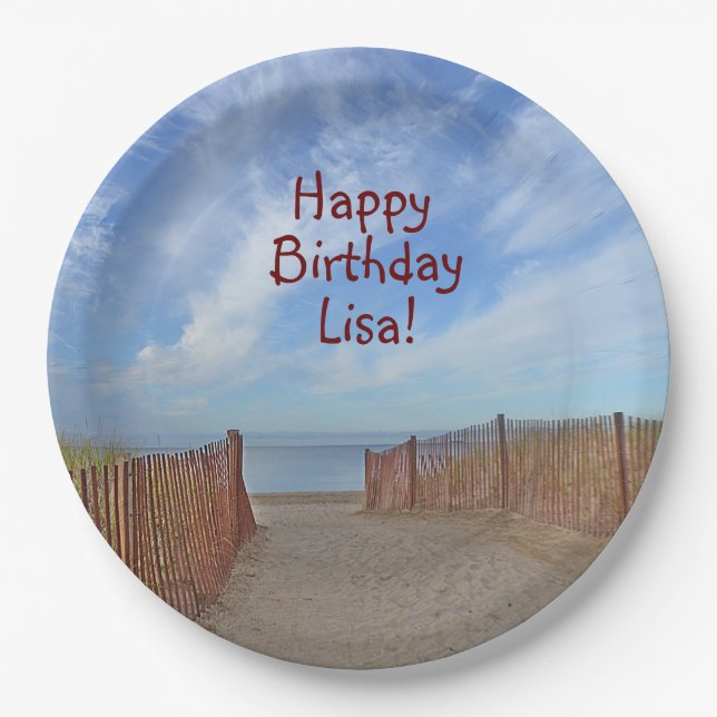 Path To The Beach Birthday Paper Plate (Front)