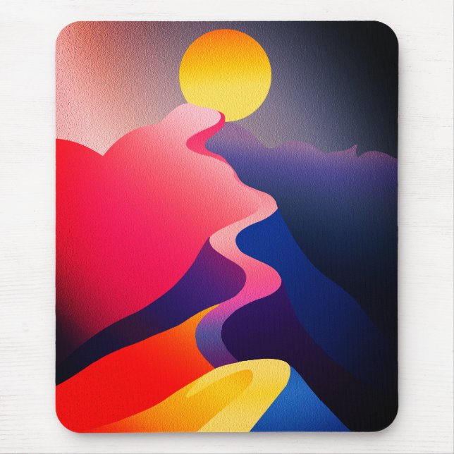 Path to the Sun – Vibrant Abstract Mountain Mouse Pad (Front)