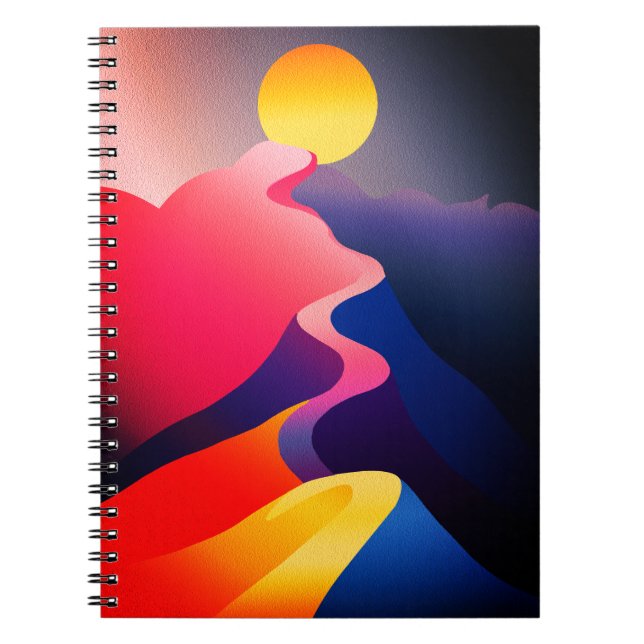 Path to the Sun – Vibrant Abstract Mountain Notebook (Front)